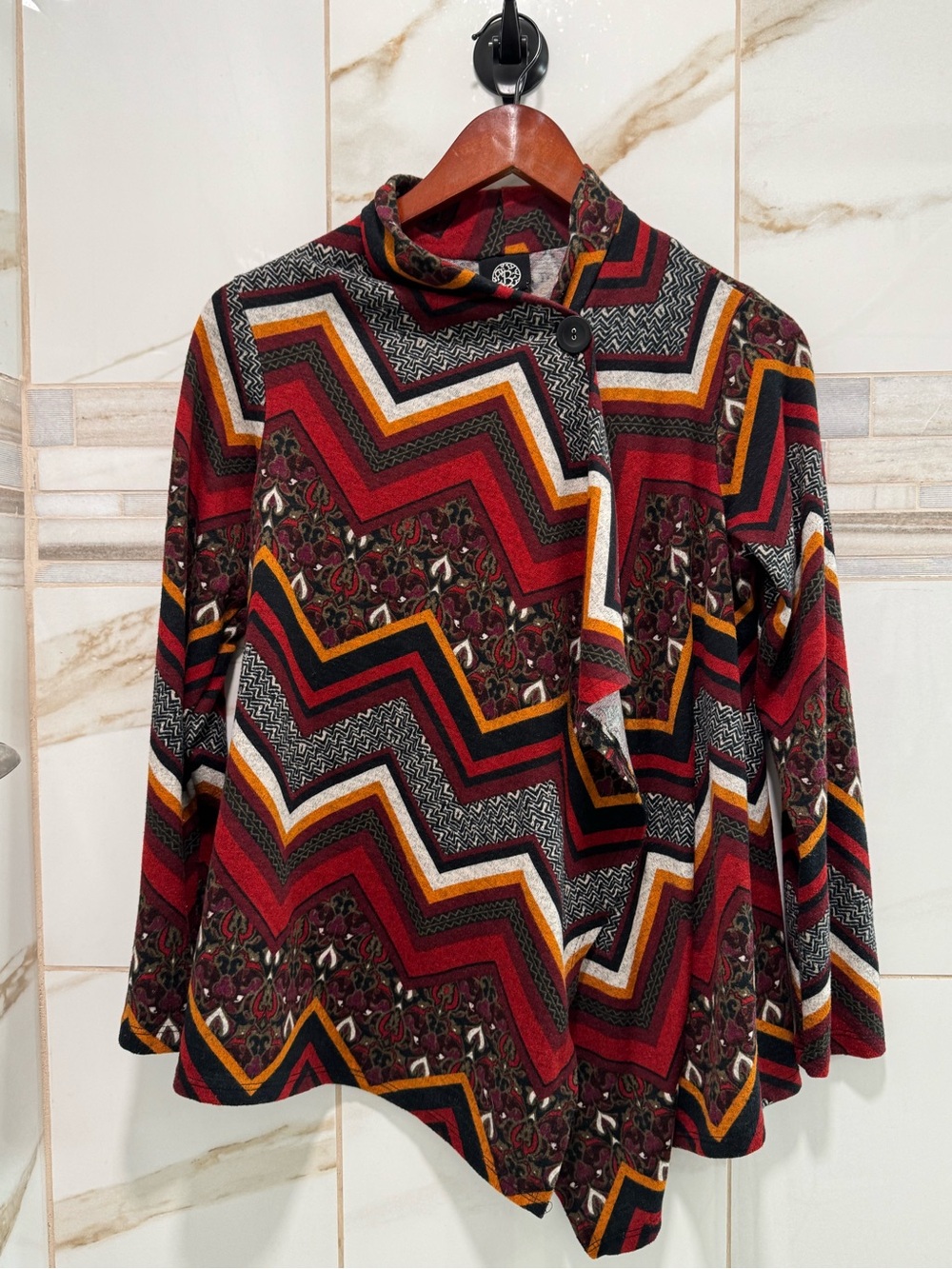 Bobeau Petite Geometric Print Open Front Cardigan Jacket Women’s large  Petite - Picture 4 of 13